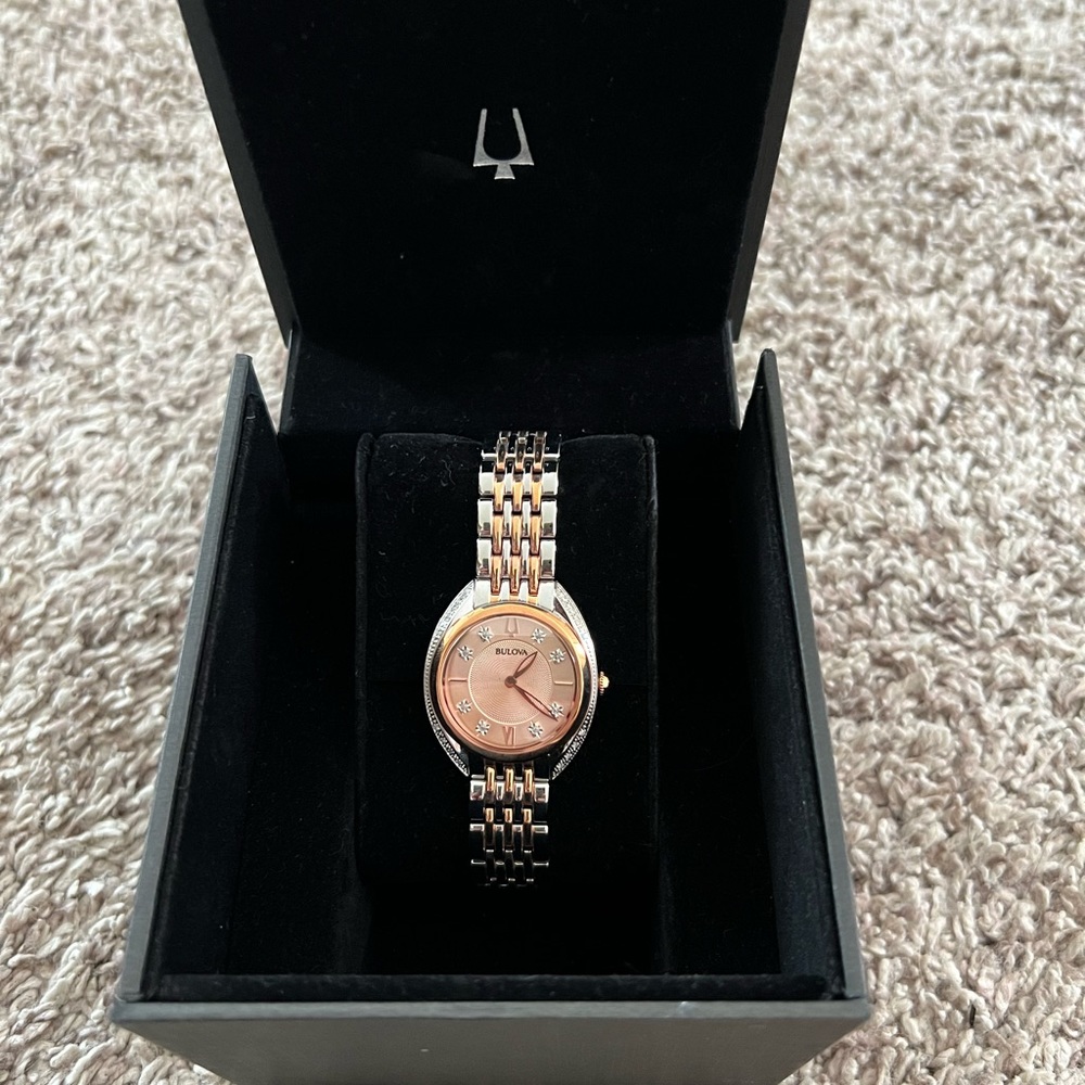 Women’s Bulova watch- rose gold/silver